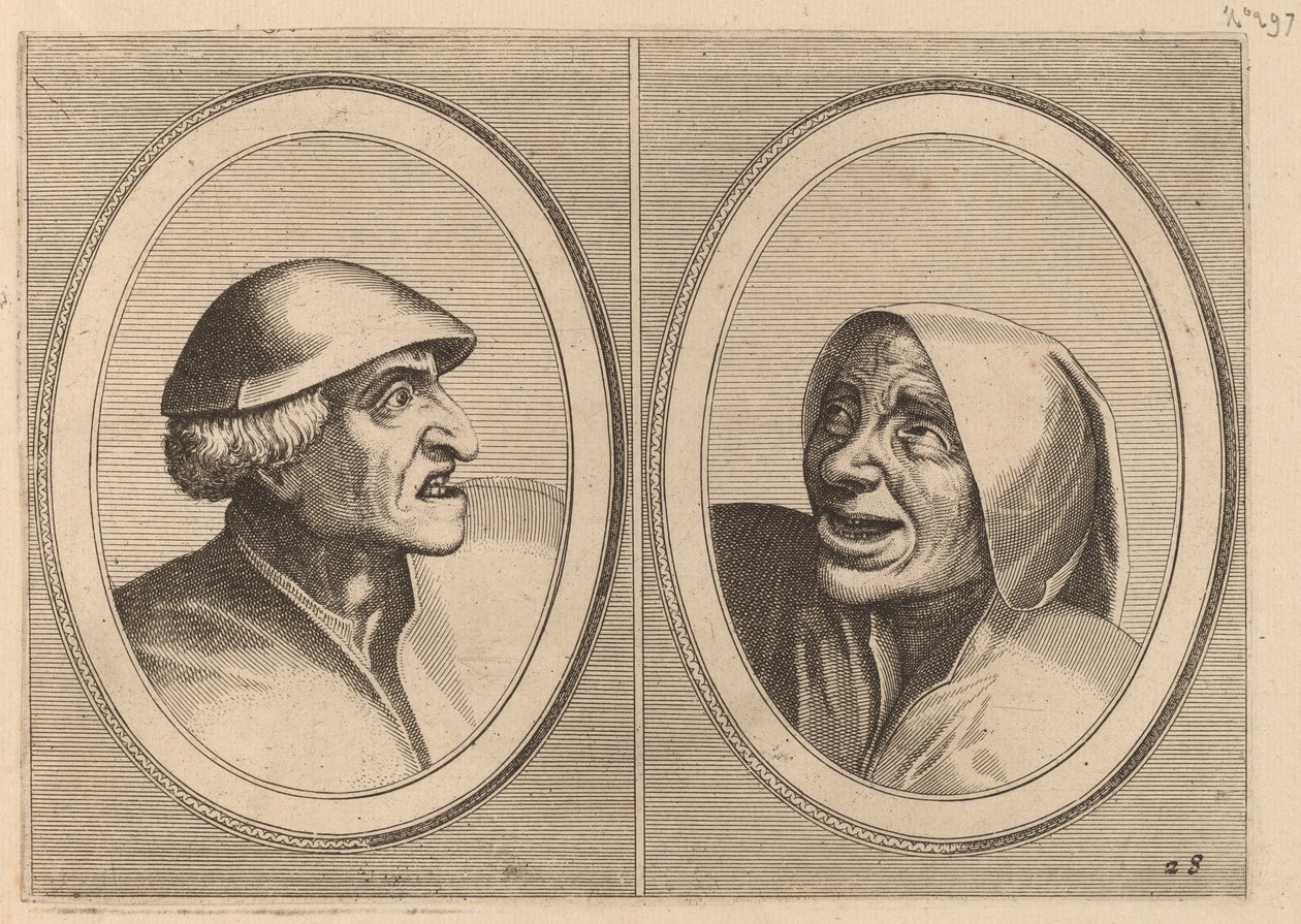 „Tijs w stylu złodzieja” i „Sneeze Spoel-de-Drzemka” autorstwa Johannes and Lucas van Doetechum after Pieter Bruegel the Elder