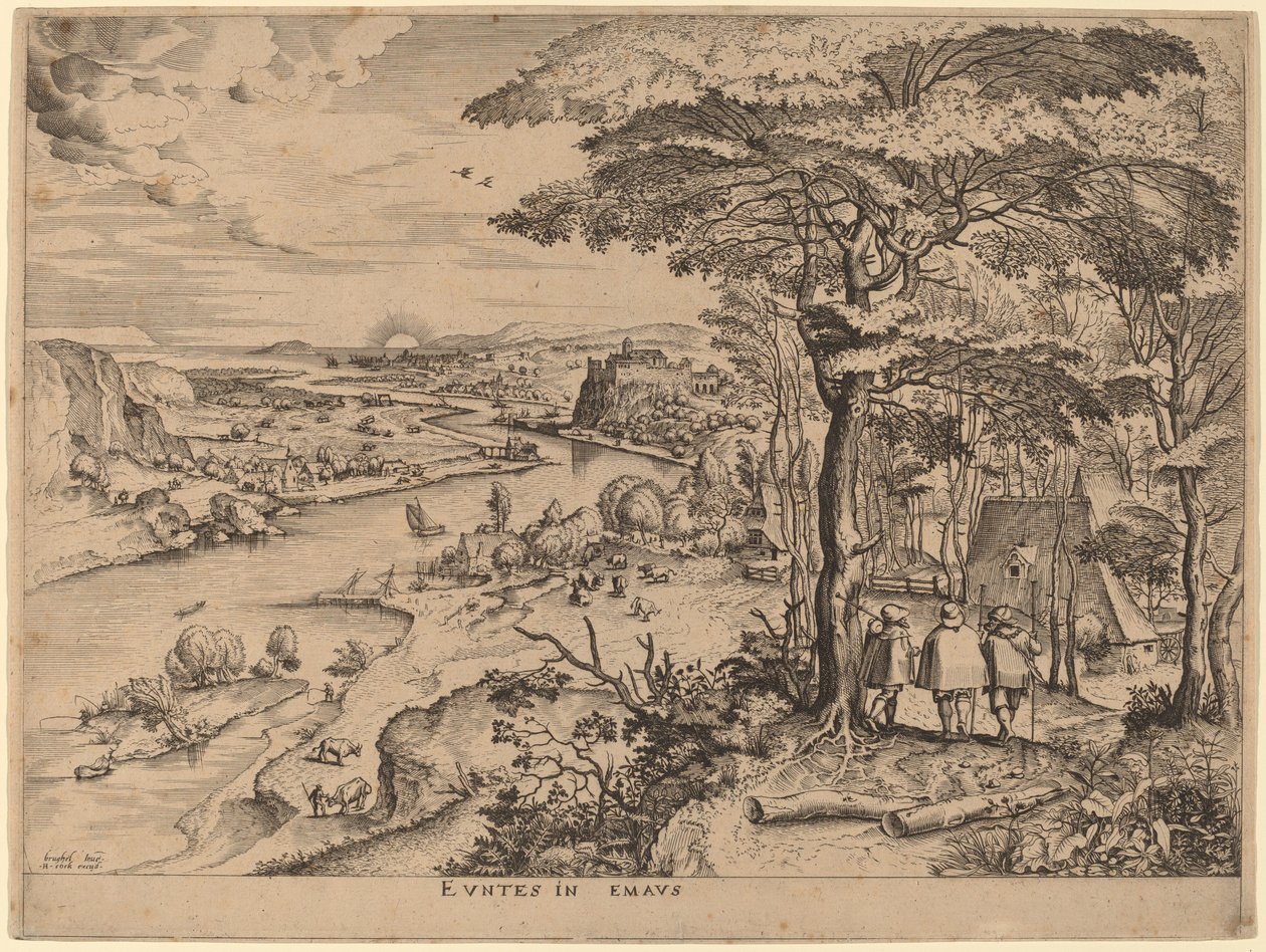 Pielgrzymi do Emaus autorstwa Johannes and Lucas van Doetechum after Pieter Bruegel the Elder