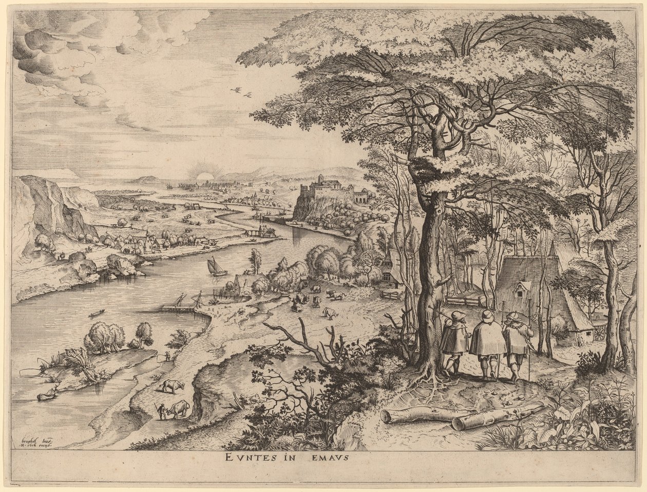 Pielgrzymi do Emaus autorstwa Johannes and Lucas van Doetechum after Pieter Bruegel the Elder