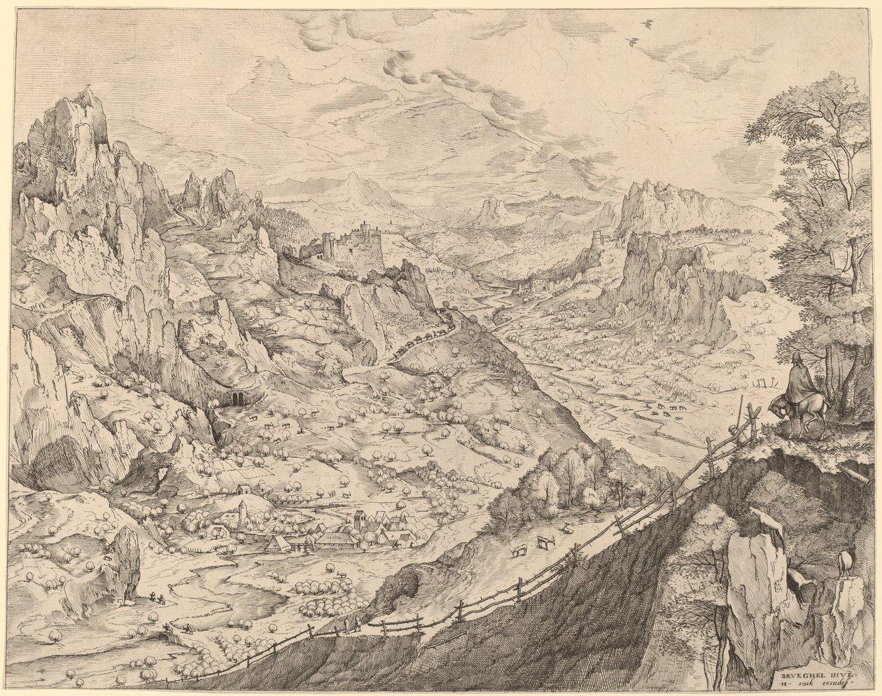 Duży alpejski krajobraz autorstwa Johannes and Lucas van Doetechum after Pieter Bruegel the Elder