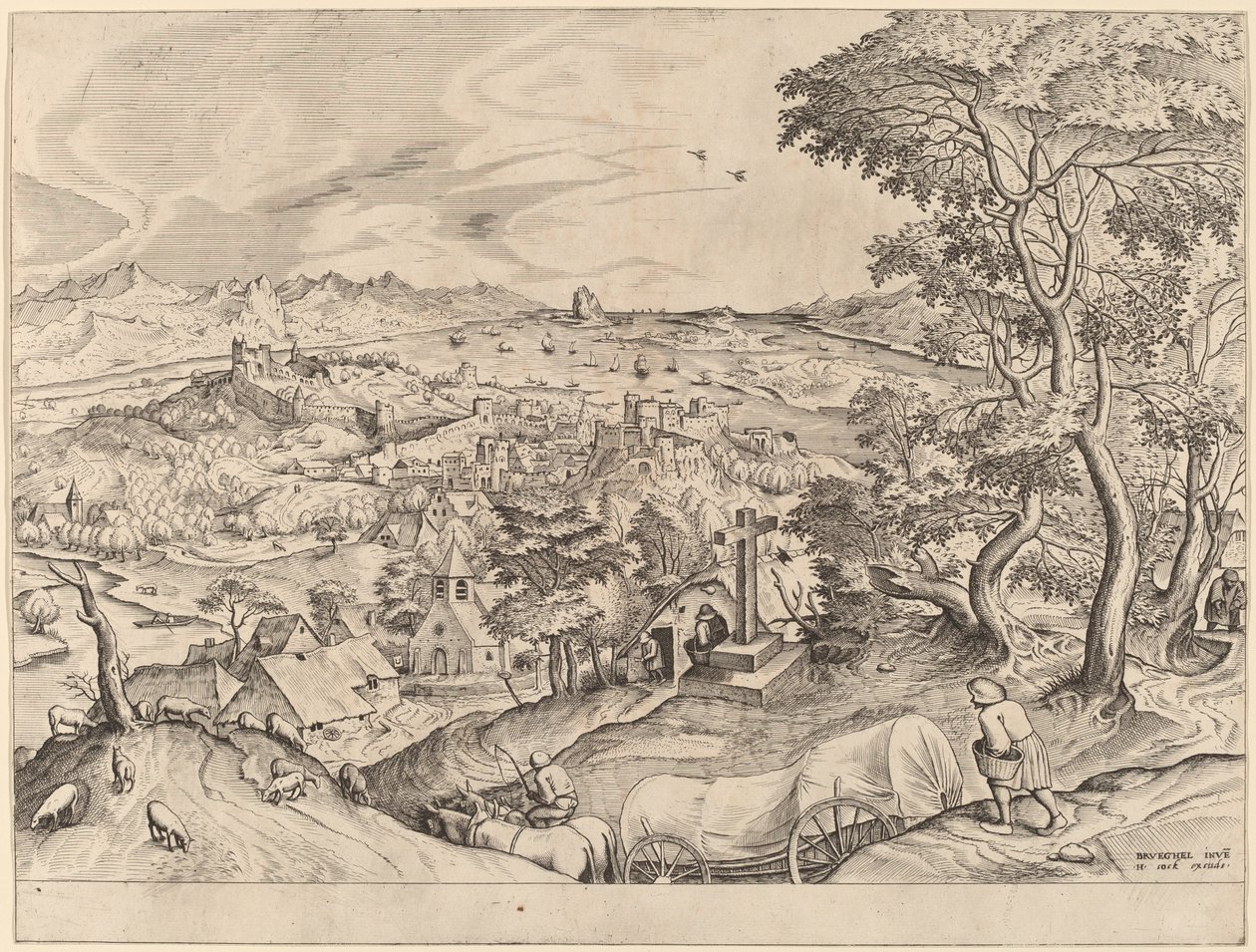 Belgijski Wagon autorstwa Johannes and Lucas van Doetechum after Pieter Bruegel the Elder