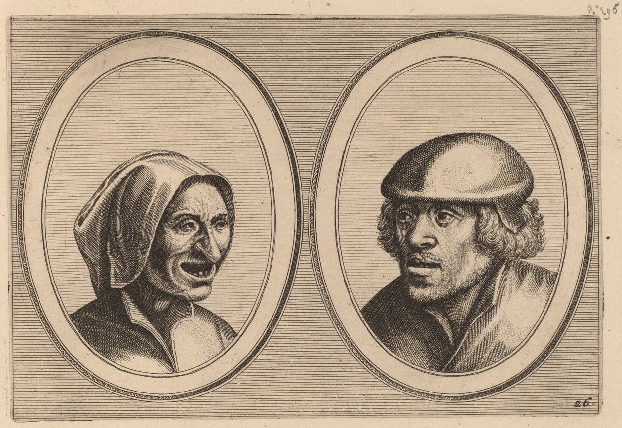 „Kobieta Verneem-al” i „Hans de Pluym-strijker” autorstwa Johannes and Lucas van Doetechum after Pieter Bruegel the Elder