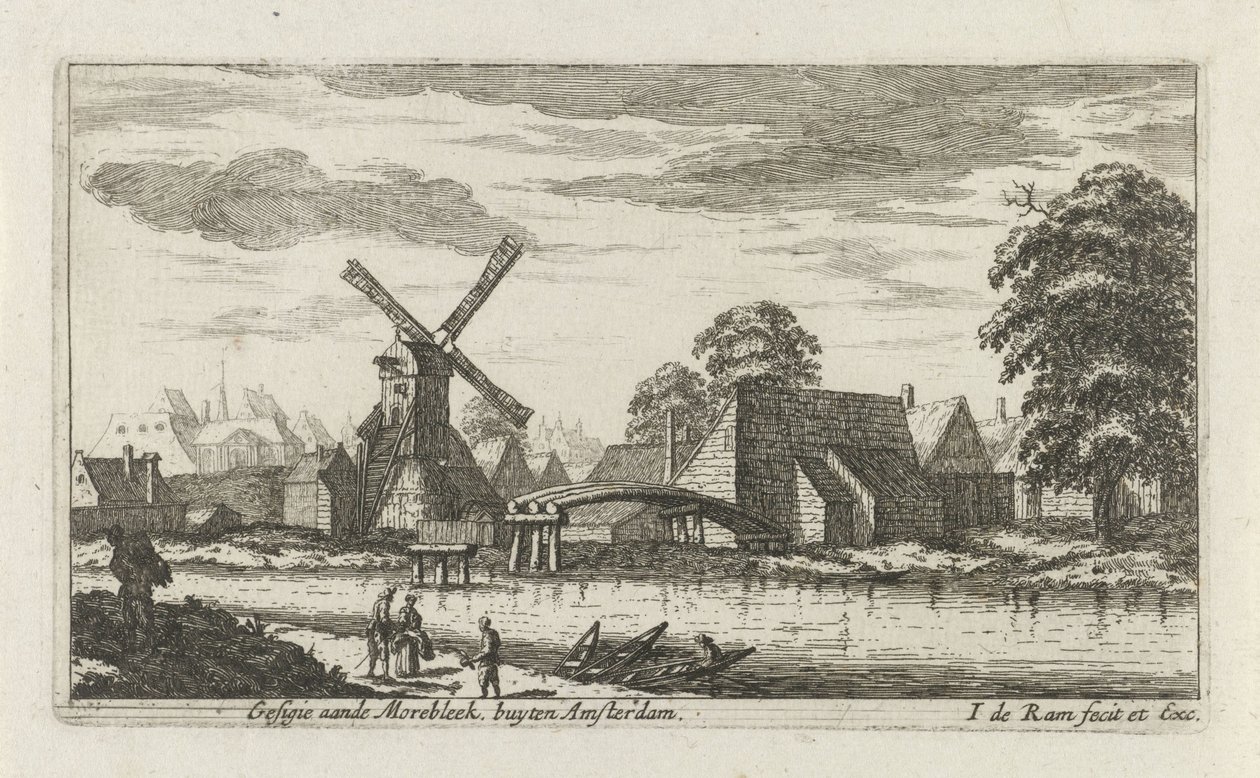 Widok na Morebleek poza Amsterdamem Gesigie aan de Morebleek poza Amsterdamem (tytuł na obiekcie) autorstwa Johannes de Ram