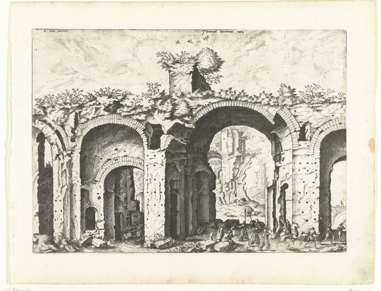 Drugi widok Term Dioklecjana Ruiny rzymskie, 1561 (tytuł serii) autorstwa Johannes of Lucas van Doetechum (attributed to)