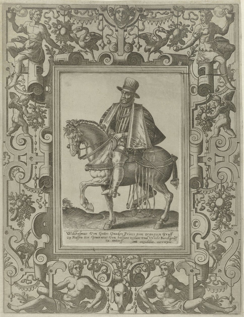 Portret konny Wilhelma I, księcia Orange autorstwa Johannes of Lucas van Doetechum