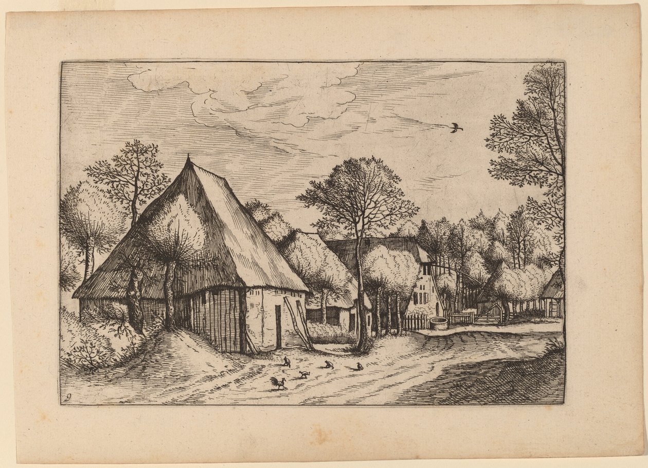 Gospodarstwo ze studnią do rysowania autorstwa Johannes van Doetechum, the Elder and Lucas