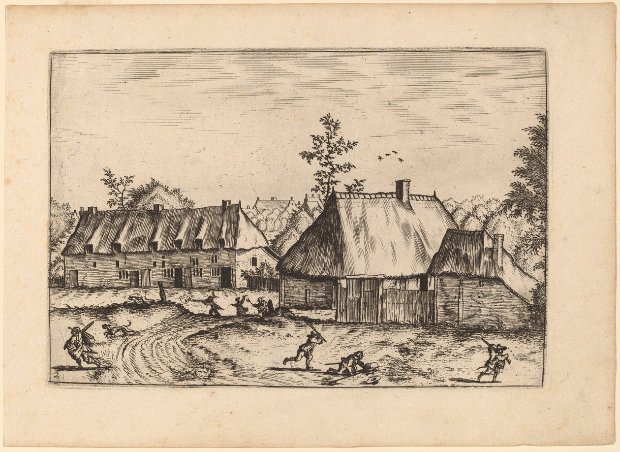 Farma i rząd domów autorstwa Johannes van Doetechum, the Elder and Lucas