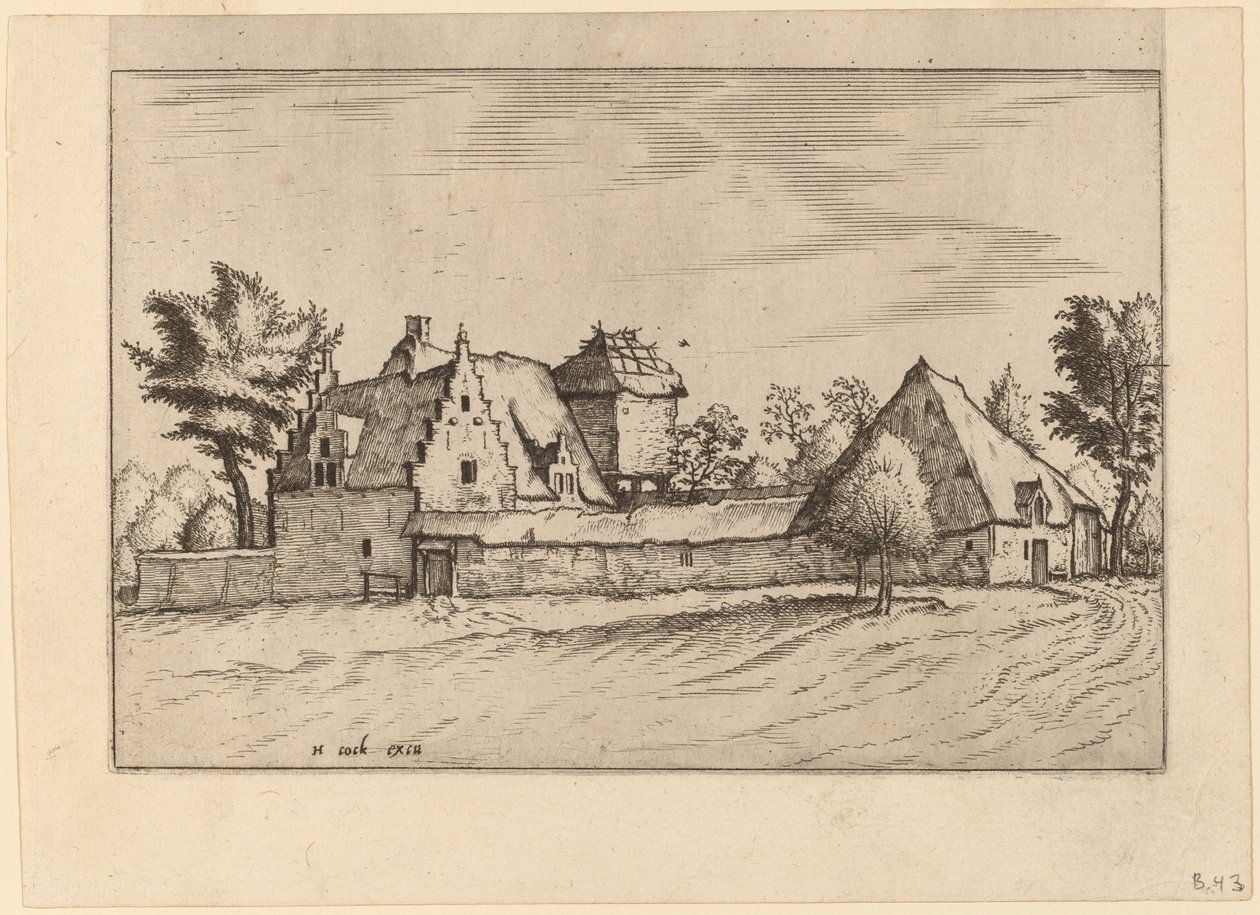 Farmy na dworze autorstwa Johannes van Doetechum, the Elder and Lucas