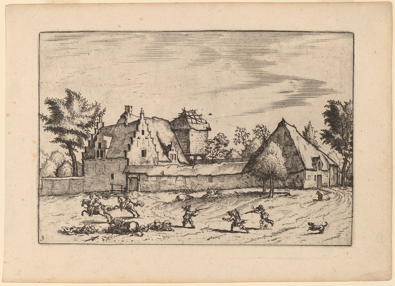 Farmy na dworze autorstwa Johannes van Doetechum, the Elder and Lucas