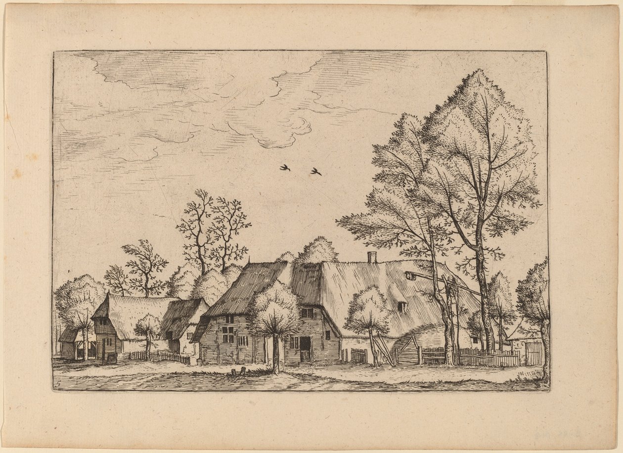 Duża farma ze studnią do rysowania autorstwa Johannes van Doetechum, the Elder and Lucas