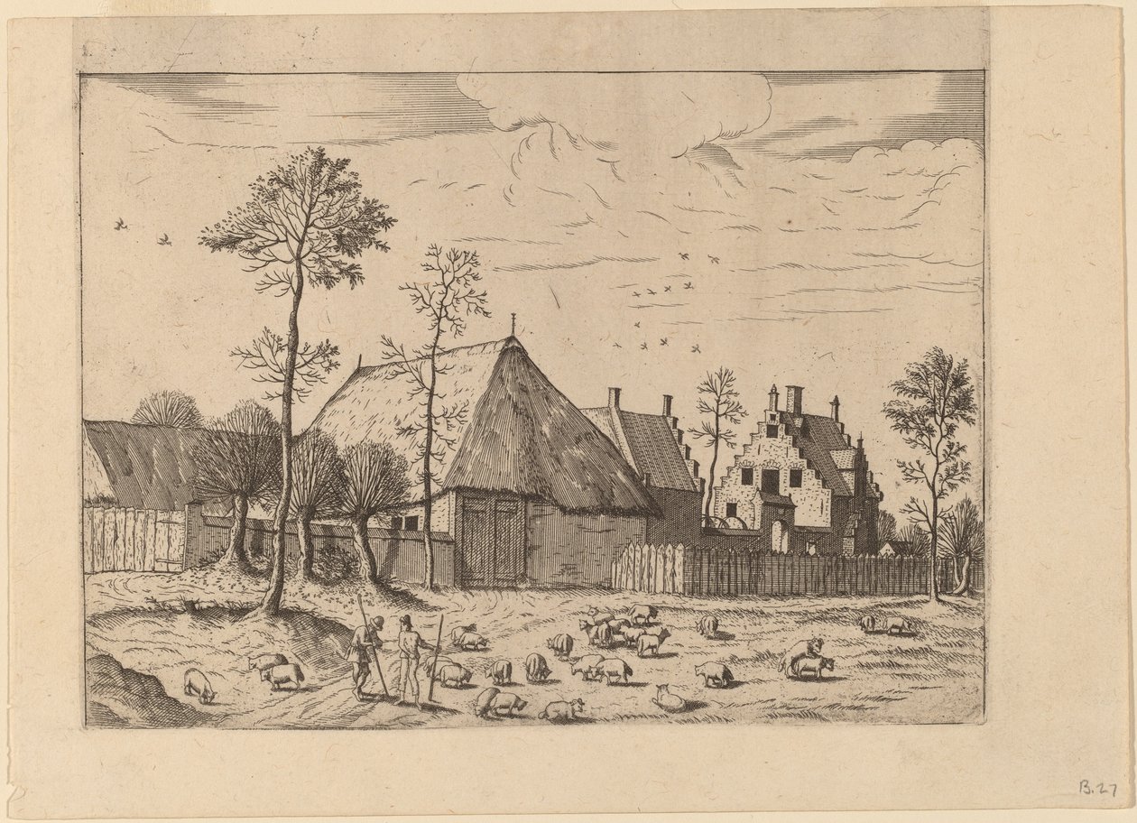 Szopa z domkiem autorstwa Johannes van Doetechum, the Elder and Lucas