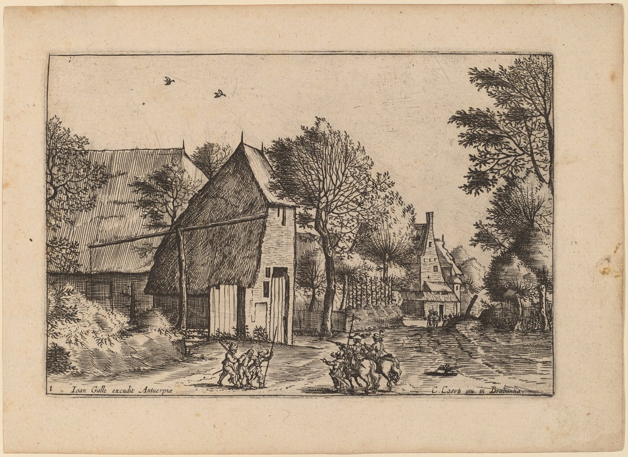Wiejska droga z Draw Well autorstwa Johannes van Doetechum, the Elder and Lucas