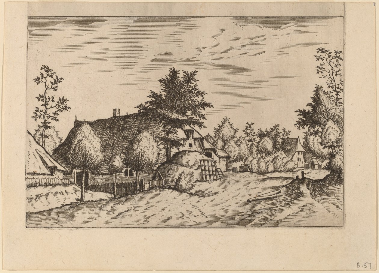 Wiejska ulica autorstwa Johannes van Doetechum, the Elder and Lucas