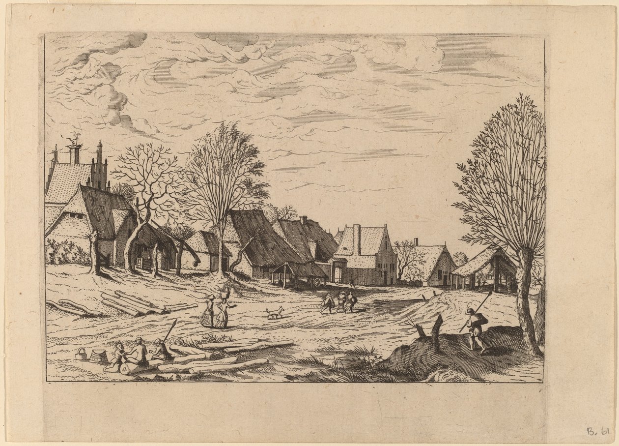 Wiejska ulica autorstwa Johannes van Doetechum, the Elder and Lucas