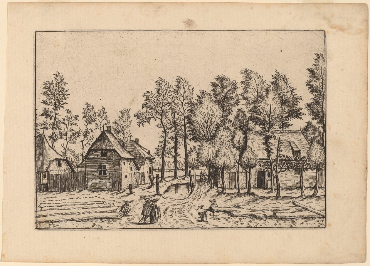 Wiejska ulica autorstwa Johannes van Doetechum, the Elder and Lucas