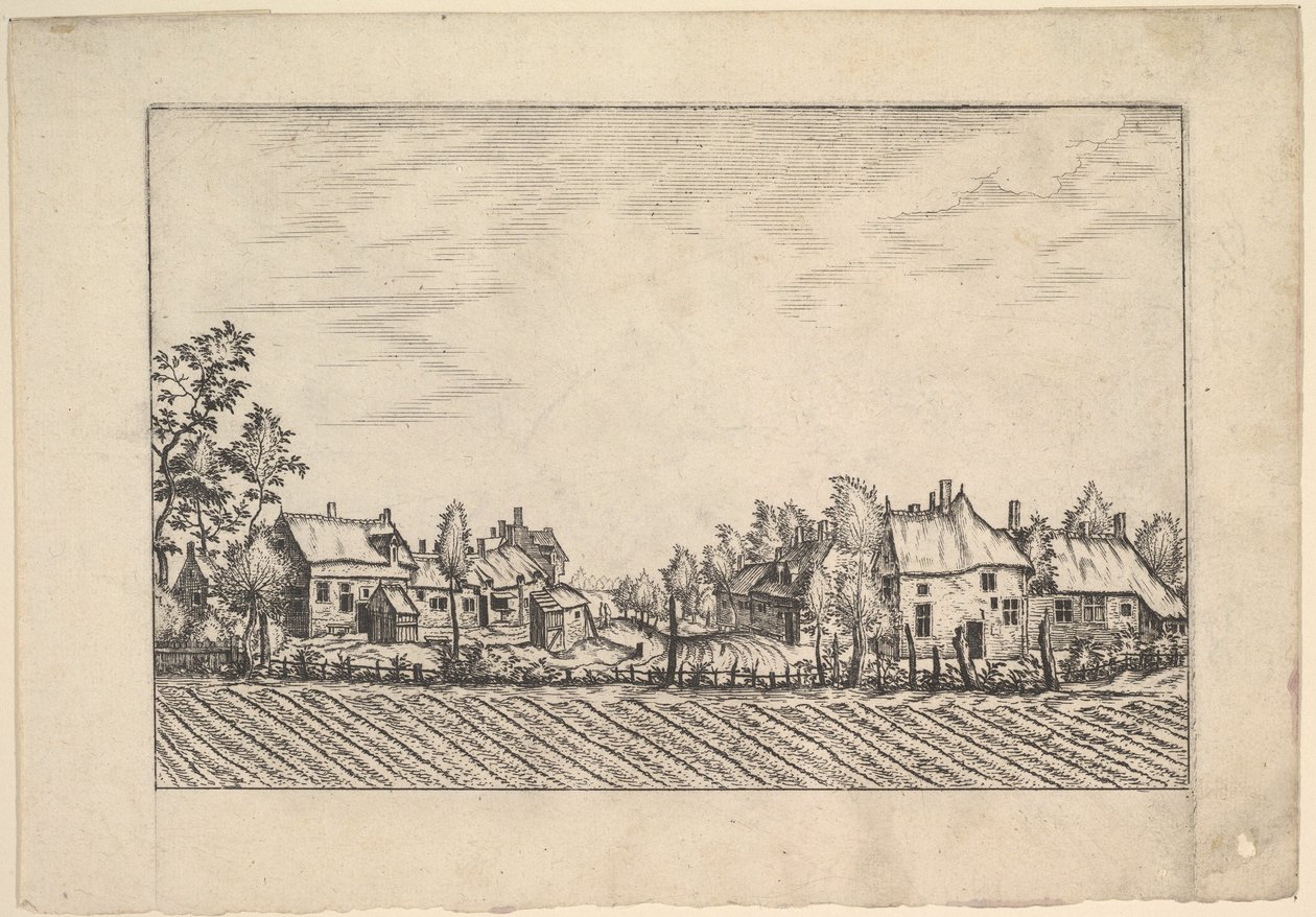 Gospodarstwa, zaorane pole na pierwszym planie od Praediorum villarum et rusticarum casu..., ca. 1559-61. autorstwa Johannes van Doetecum I