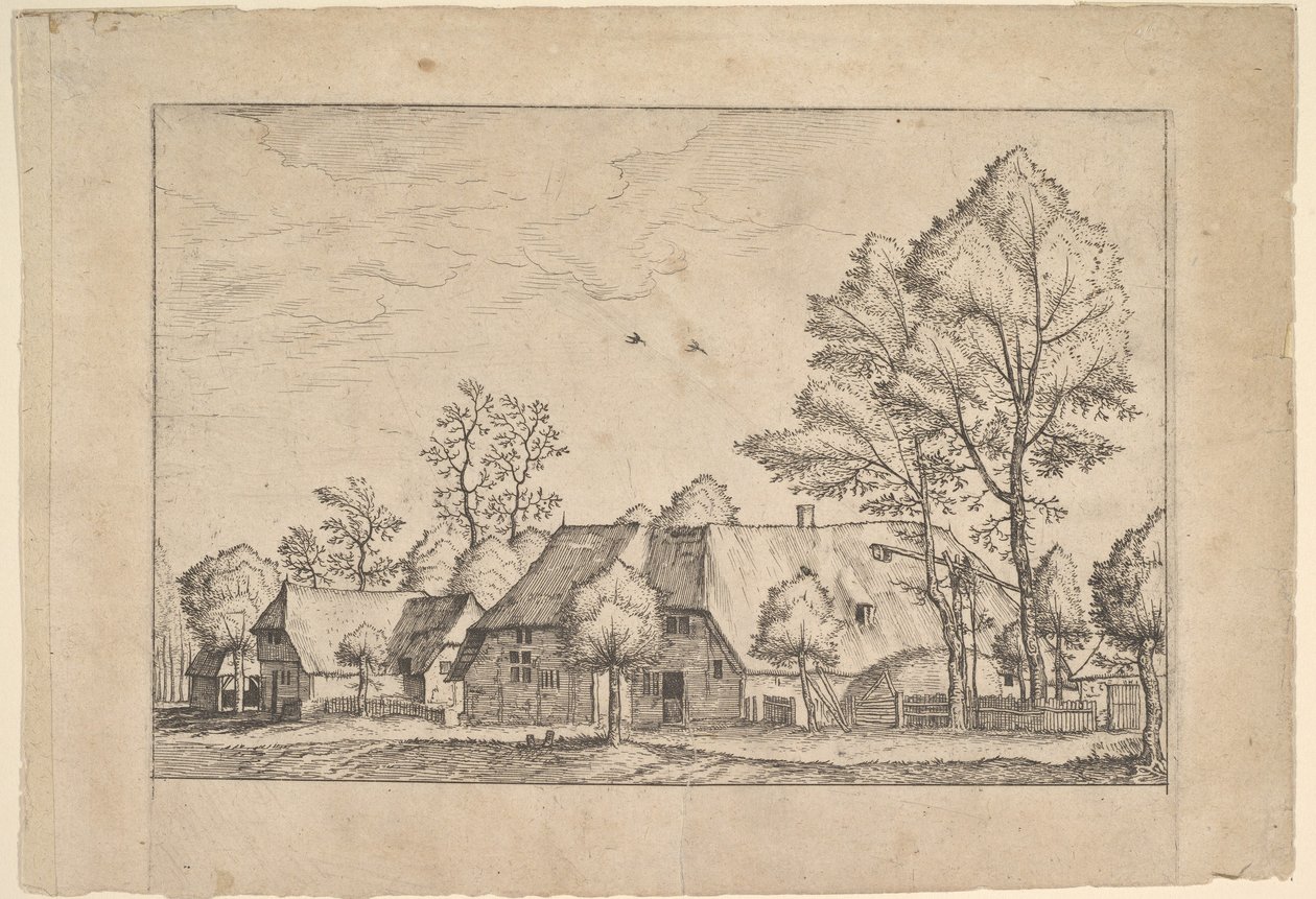 Duże Gospodarstwo ze Studnią Rysunkową z Ikon zagród i chałup wiejskich z..., ca. 1559-61. autorstwa Johannes van Doetecum I