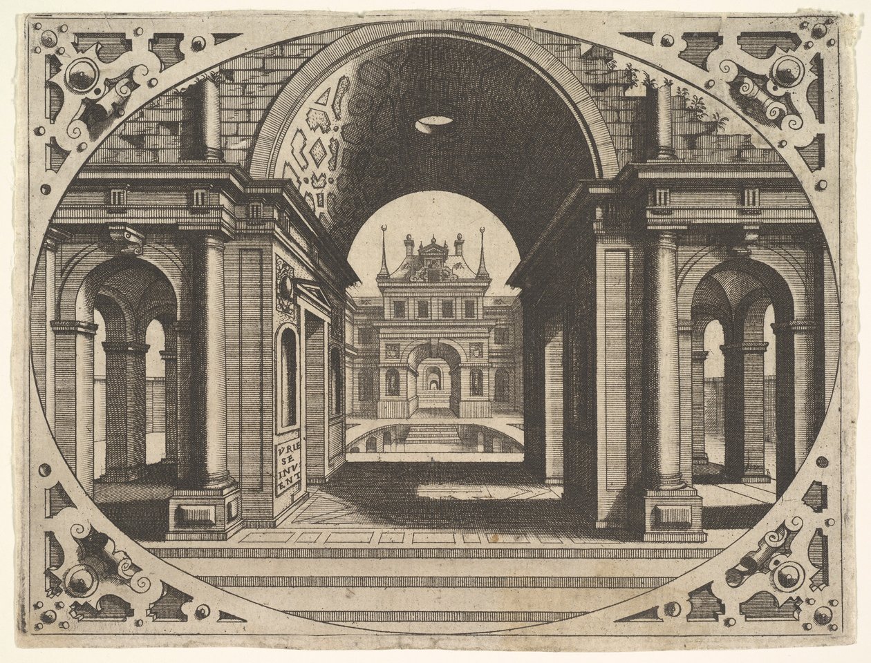 Talerz z Varie Architecture, ca. 1560. autorstwa Johannes van Doetecum I