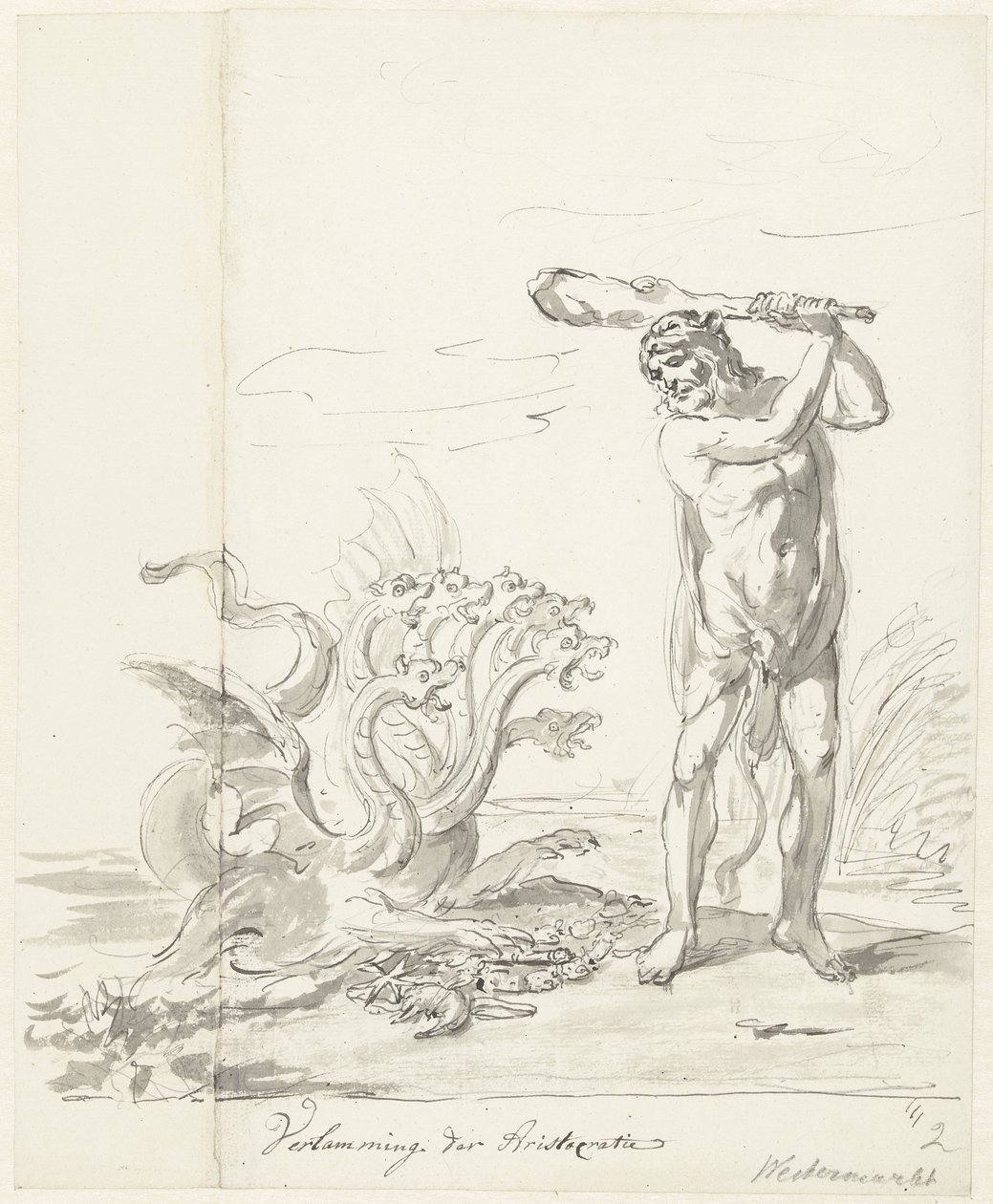 Zniszczenie arystokracji, dekoracja na Westermarkt, 1795 Paraliż arystokracji (tytuł na obiekcie) autorstwa Johannes van Dregt (rejected attribution)