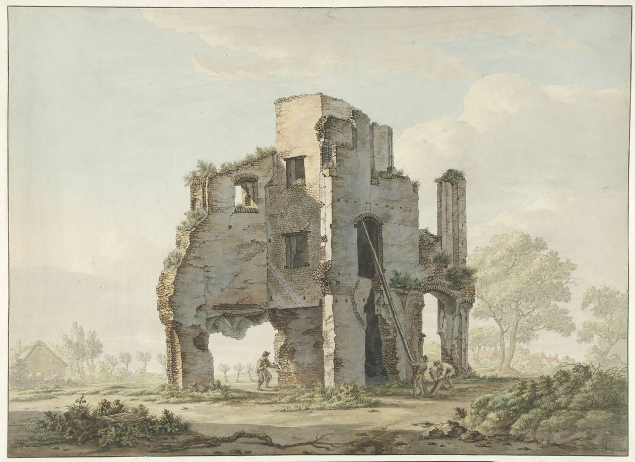 Rozbiórka ruin opactwa Rijnsburg autorstwa Johannes van Lexmond
