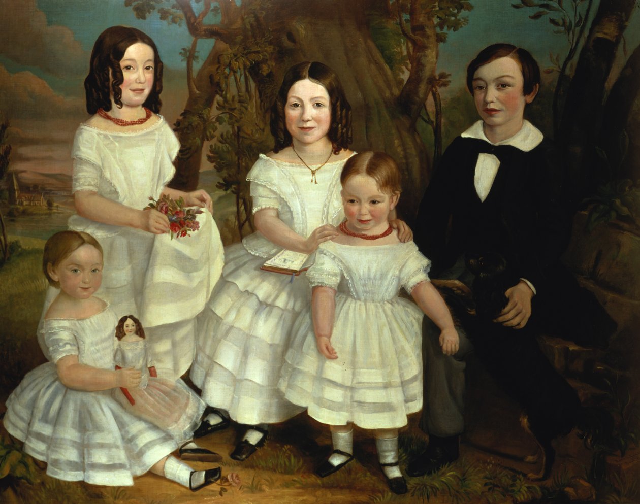 Portret chłopca i jego czterech sióstr, ok. 1830 autorstwa John A. Giles