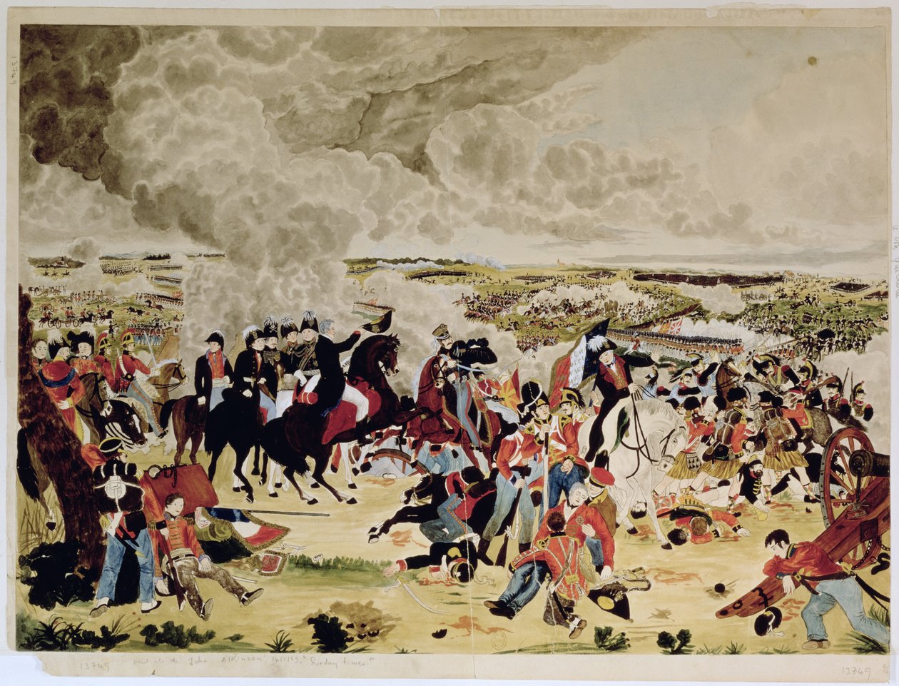 Bitwa pod Waterloo, 18 czerwca 1815, z The Sunday Times, 21 lipca 1888 (wc na papierze) autorstwa John Alkinson