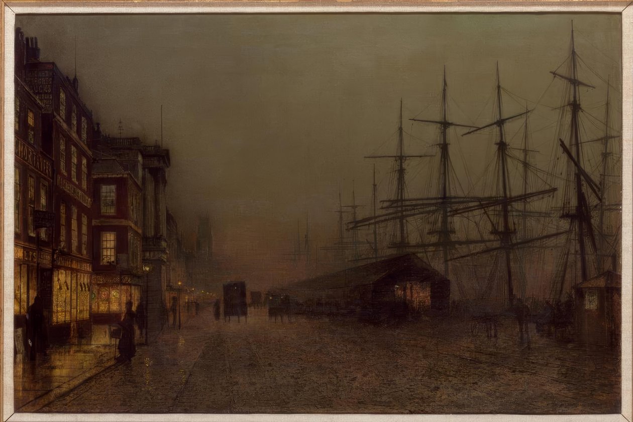Glasgow, Clydeside / obraz J.A. Grimshawa, 1887 autorstwa John Atkinson Grimshaw