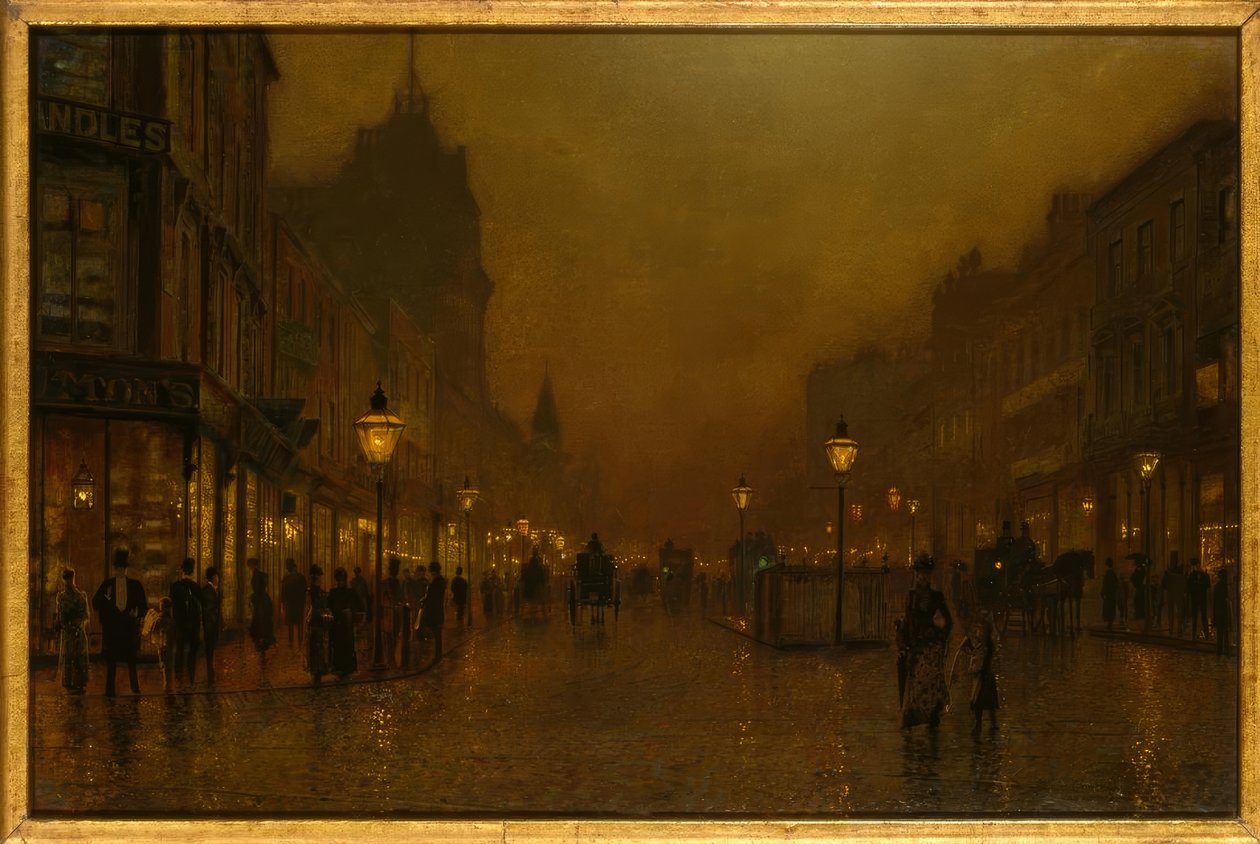 J.A.Grimshaw, Ulica nocą / obraz autorstwa John Atkinson Grimshaw