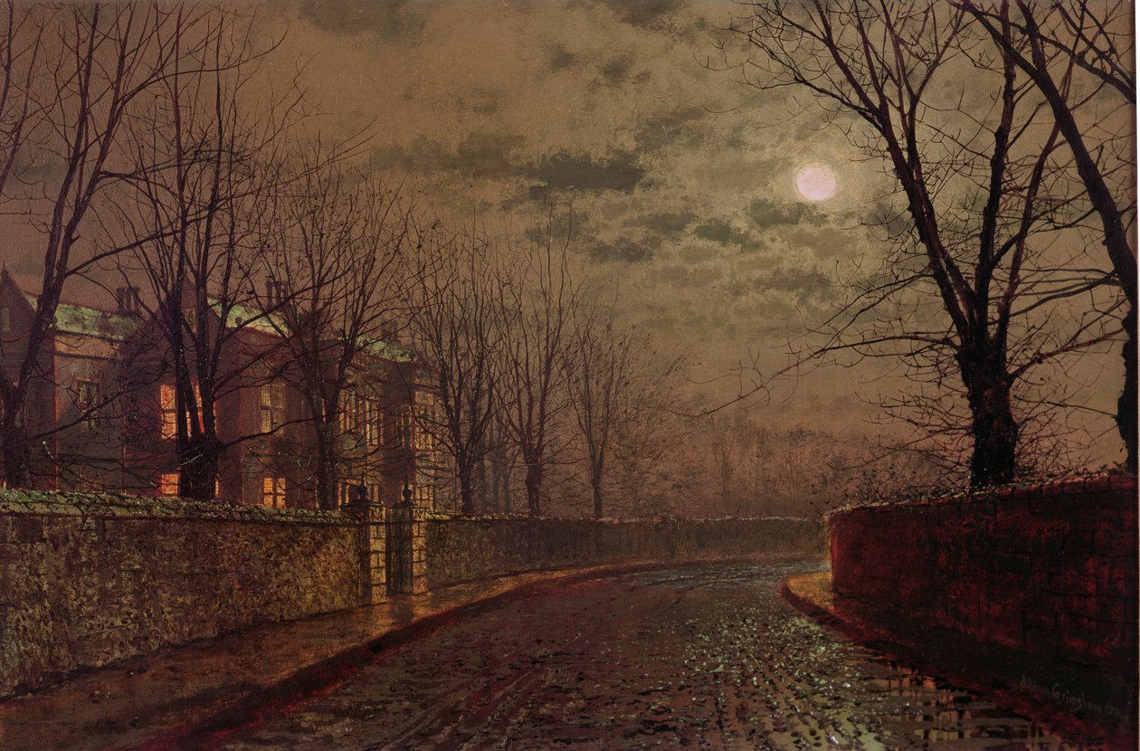 Scena uliczna oświetlona księżycem, 1882 autorstwa John Atkinson Grimshaw