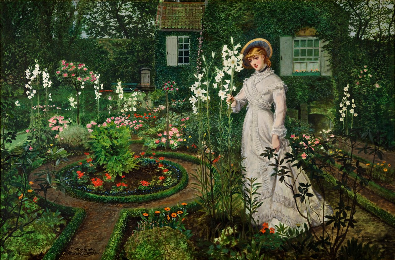 Ogród Rektora, Królowa Lilii, 1877 autorstwa John Atkinson Grimshaw