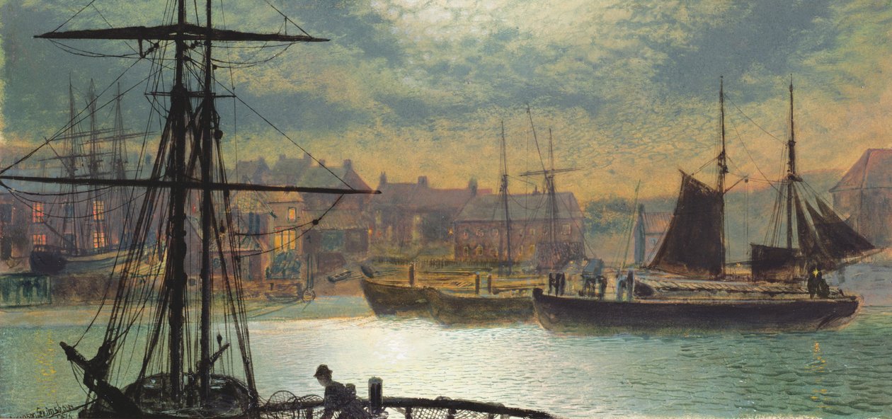 Whitby przy świetle księżyca, 1876 autorstwa John Atkinson Grimshaw