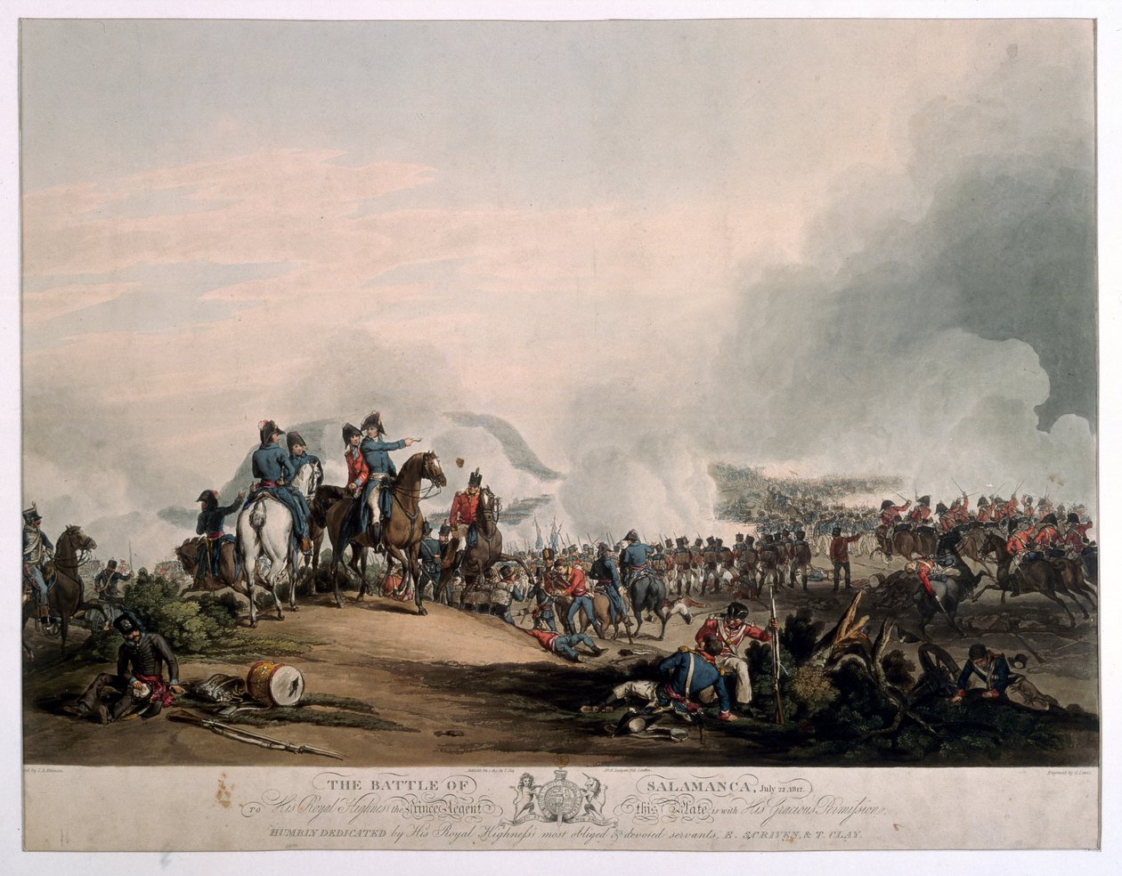 Bitwa pod Salamanką, 22 lipca 1812, rycina G. Lewis, opublikowana Londyn, 1813 (kolorowa akwatinta) autorstwa John Augustus Atkinson