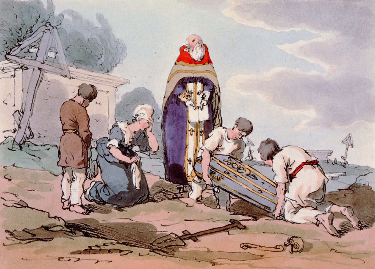 Pogrzeb, sztychowany przez artystę, wydany 1804 autorstwa John Augustus Atkinson