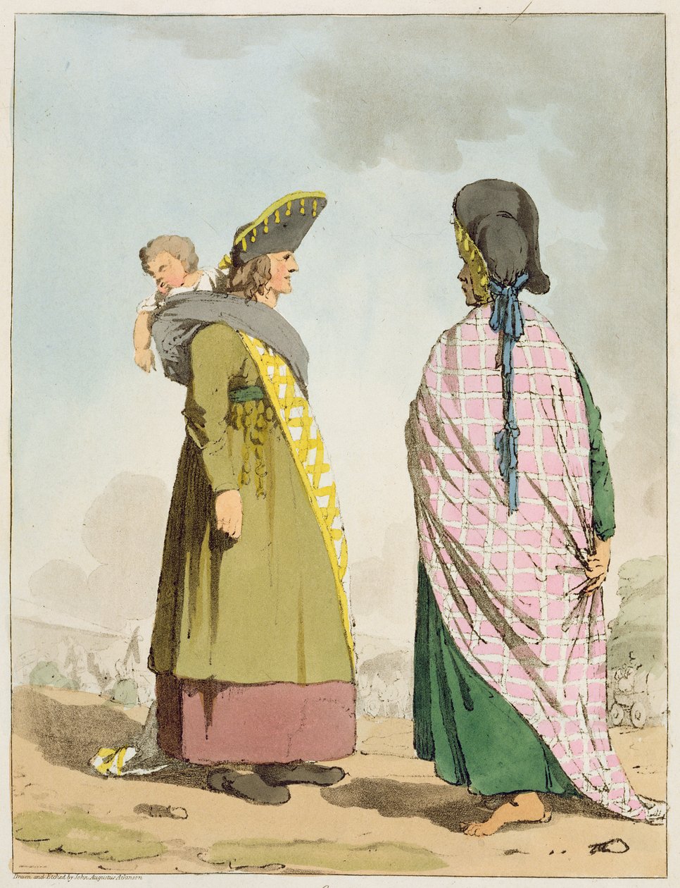 Cyganie, tablica 25 z tomu I „Maniery, obyczaje i zabawy Rosjan”, akwaforta artysty, wyd. 1803 (akwatinta) autorstwa John Augustus Atkinson
