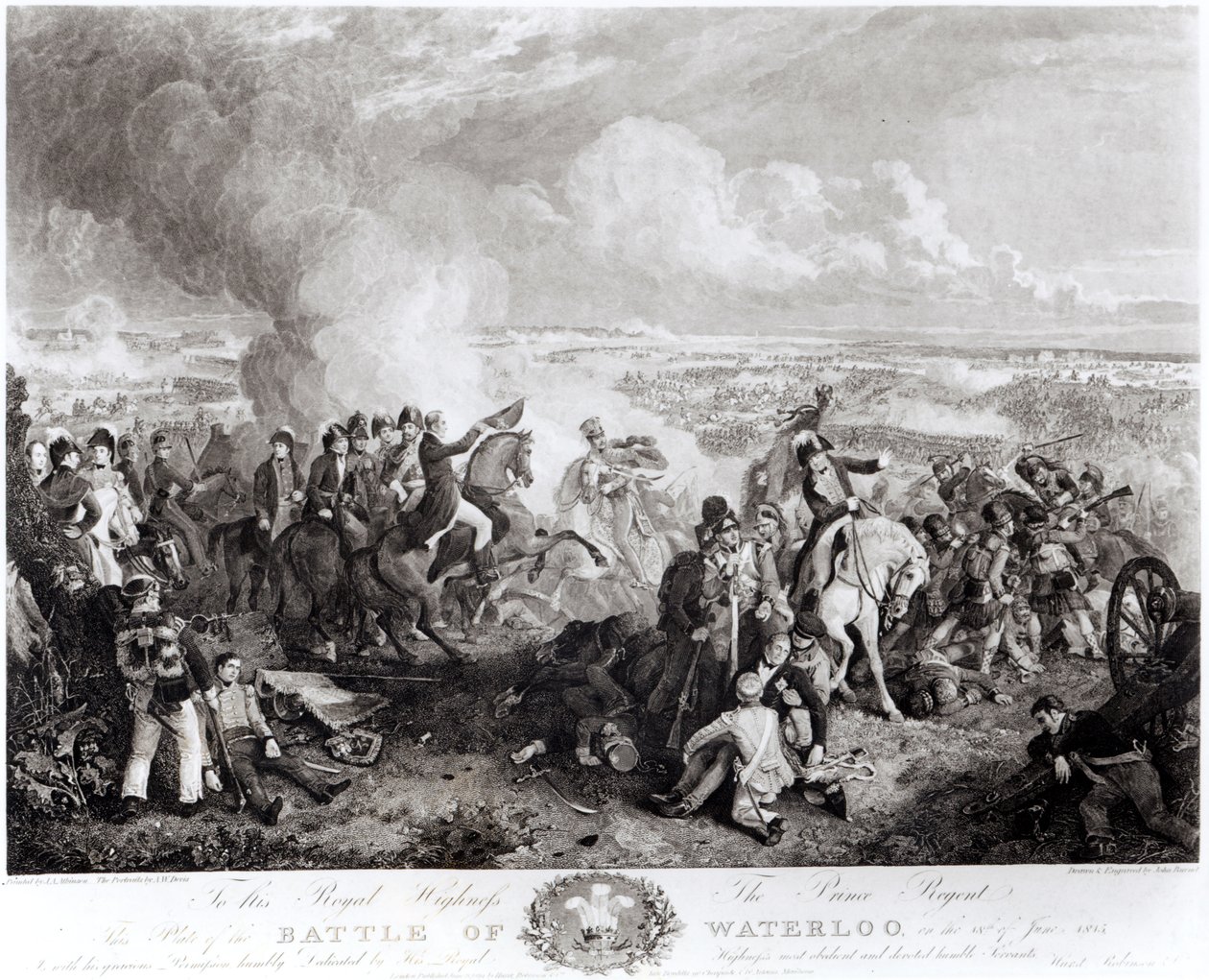 Bitwa pod Waterloo, 18 czerwca 1815 r., wyryte przez Johna Burneta (1784-1868), 1819 r. autorstwa John Augustus Atkinson
