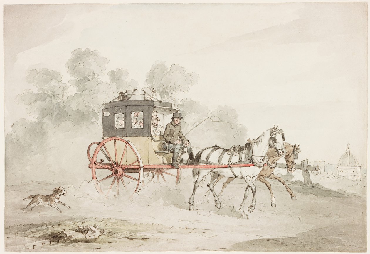 Postcart (tusz, ołówek i toaleta na papierze) autorstwa John Augustus Atkinson