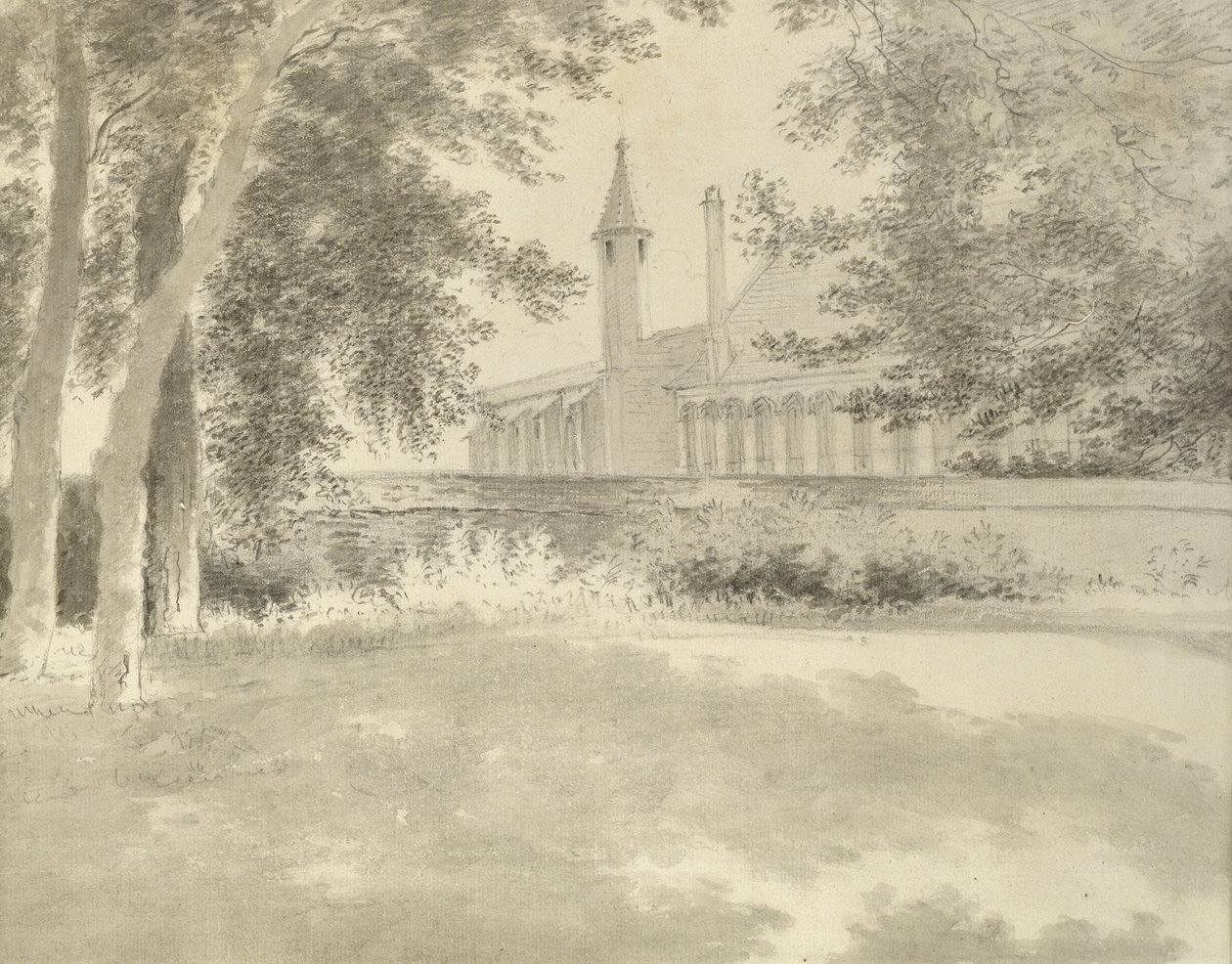 Kaplica i Biblioteka Balliol z Gaju, 2 sierpnia 1783 (Szary rozmyty na graficie) autorstwa John Baptist Malchair