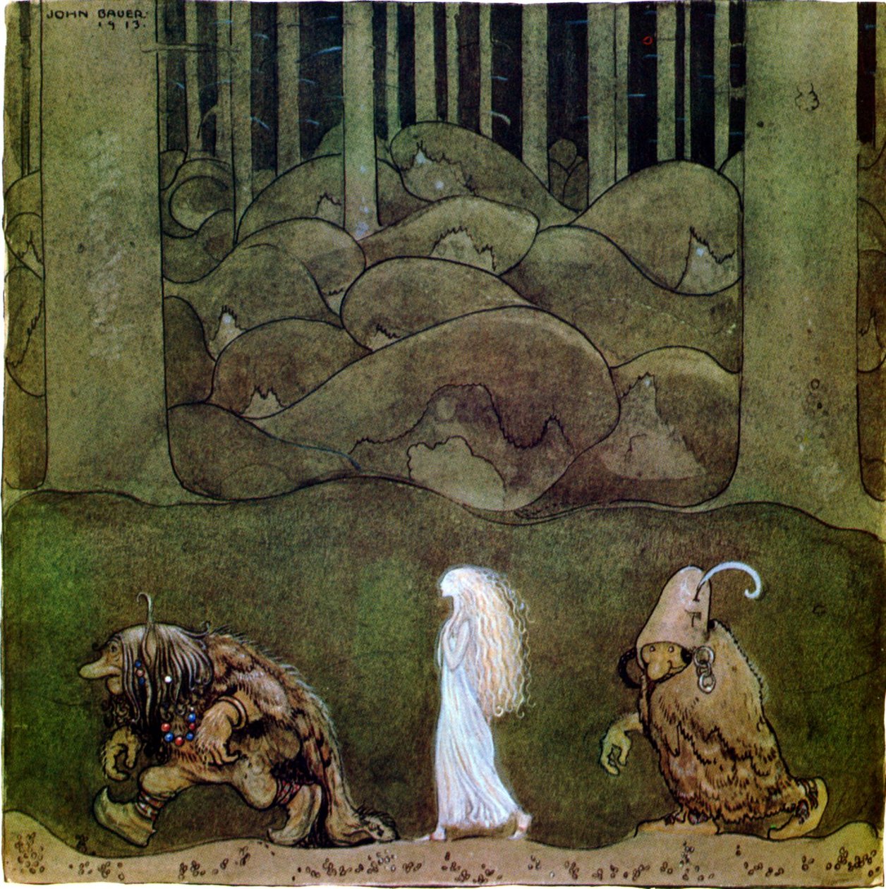 Pewnego letniego wieczoru poszli z Biancą Marią w głąb lasu autorstwa John Bauer