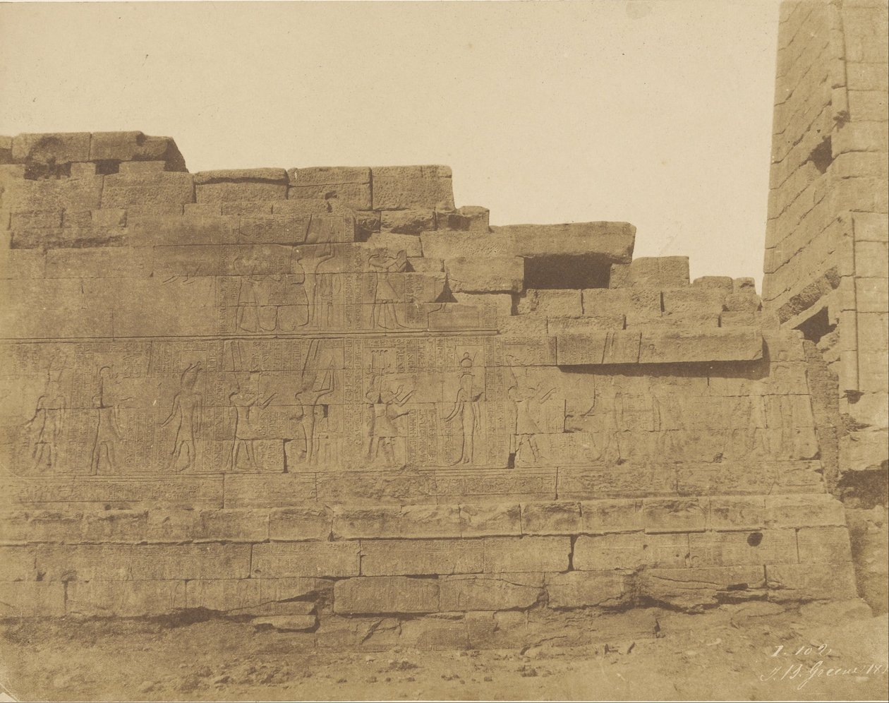Karnak, świątynia na południe od sali hipostylowej, południowa ściana autorstwa John Beasly Greene