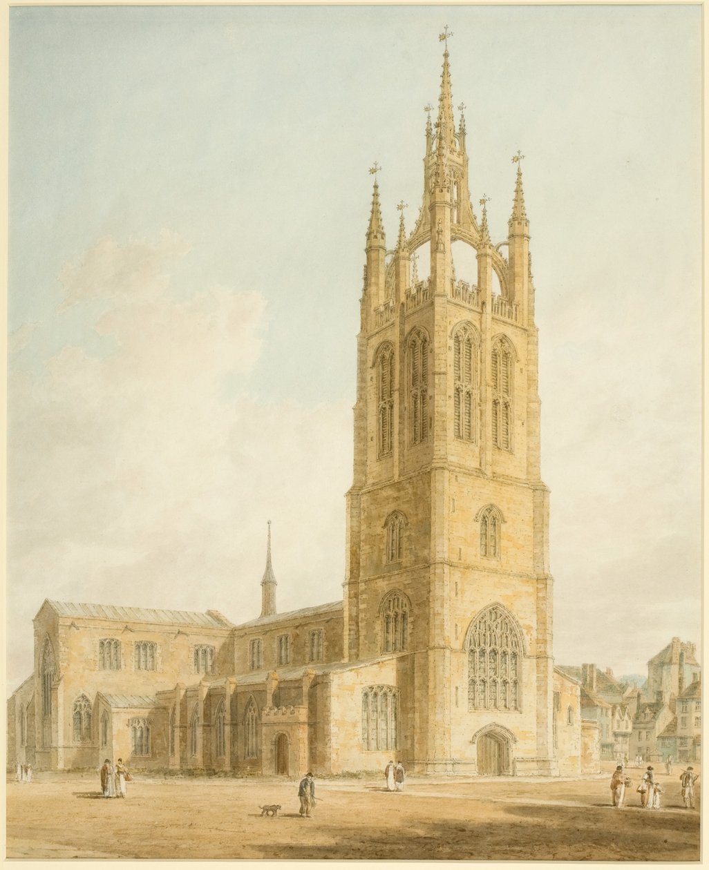 Katedra św. Mikołaja, Newcastle upon Tyne (ołówek i akwarela) autorstwa John Chessell Buckler