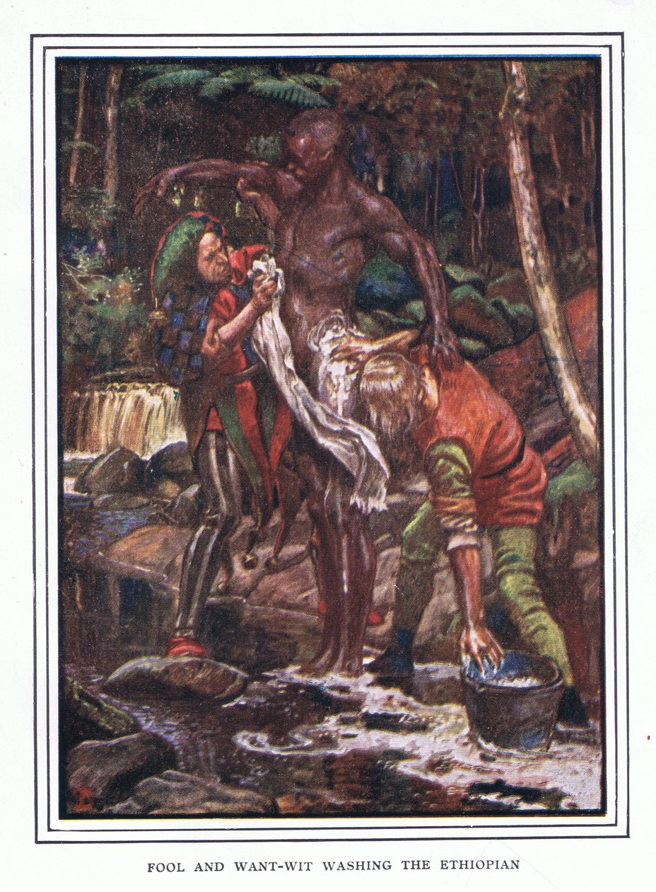 Głupek i Want-Wit myjący Etiopczyka autorstwa John Byam Liston Shaw