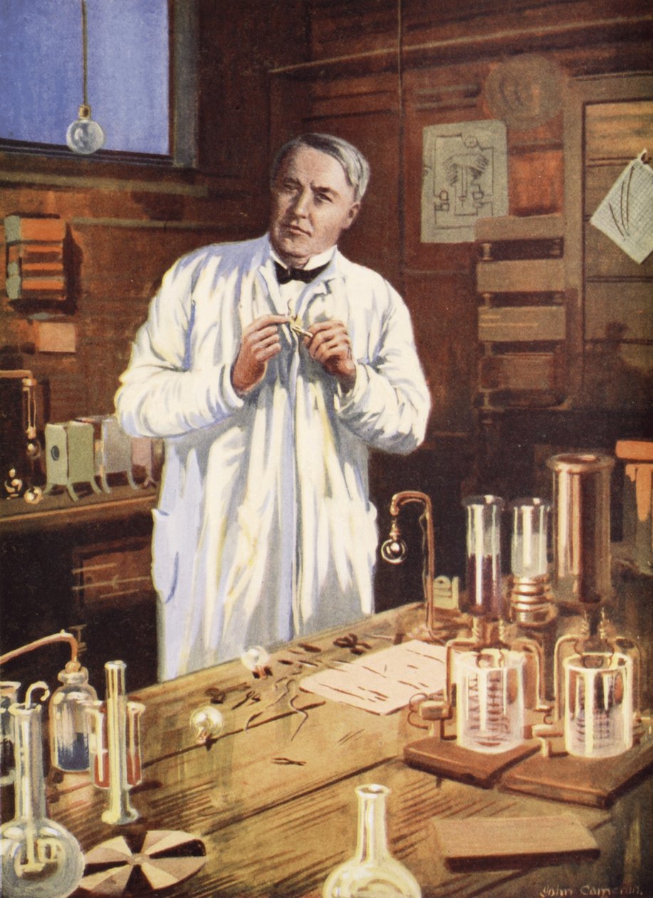 Thomas Edison w swoim warsztacie autorstwa John Cameron