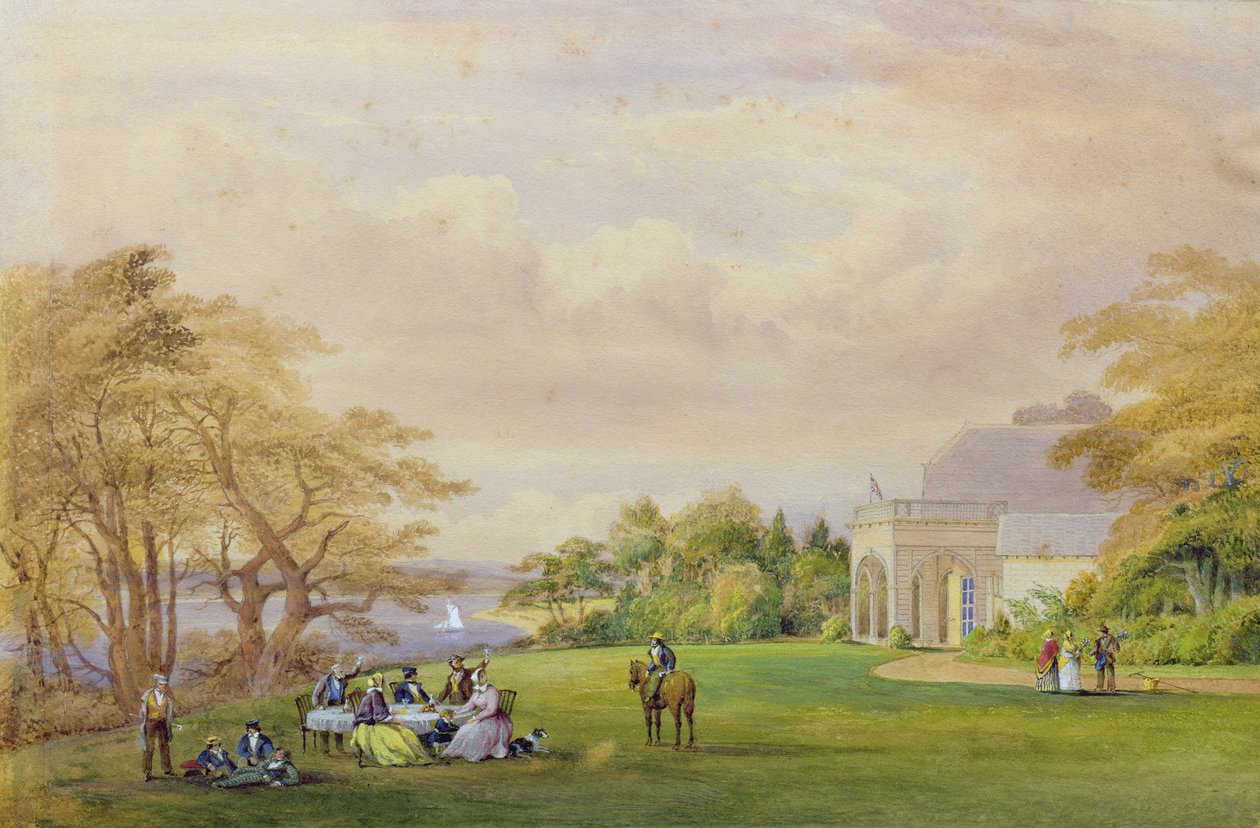 Grupa w "Cottage", Bournehill, 1858 r. autorstwa John Christian Schetky