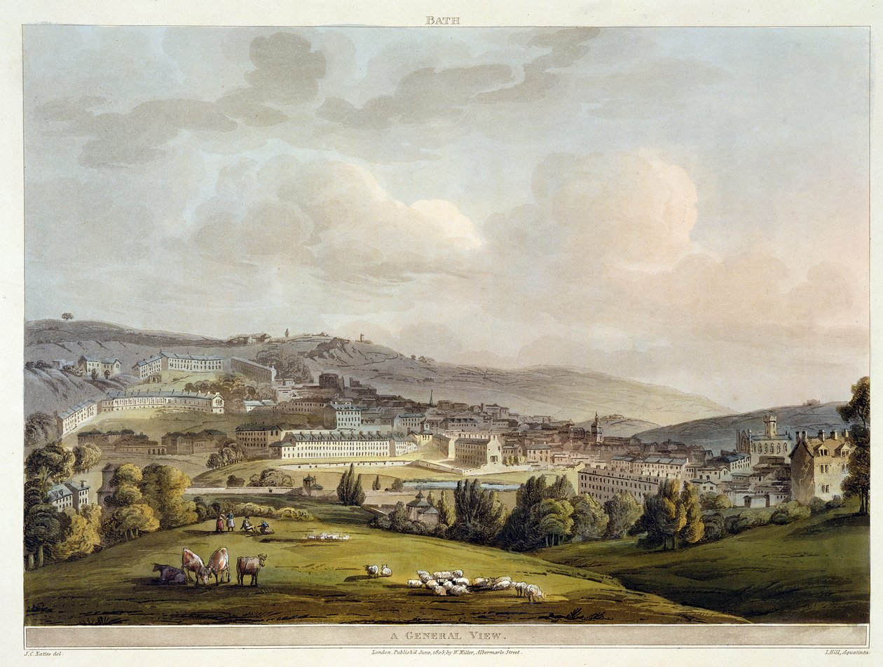 Ogólny widok Łaźni, z „Łaźni ilustrowanej serią poglądów”, ryciny przez Johna Hilla (1770-1850) wyd. przez Williama Millera, 1805 (akwatinta) autorstwa John Claude Nattes