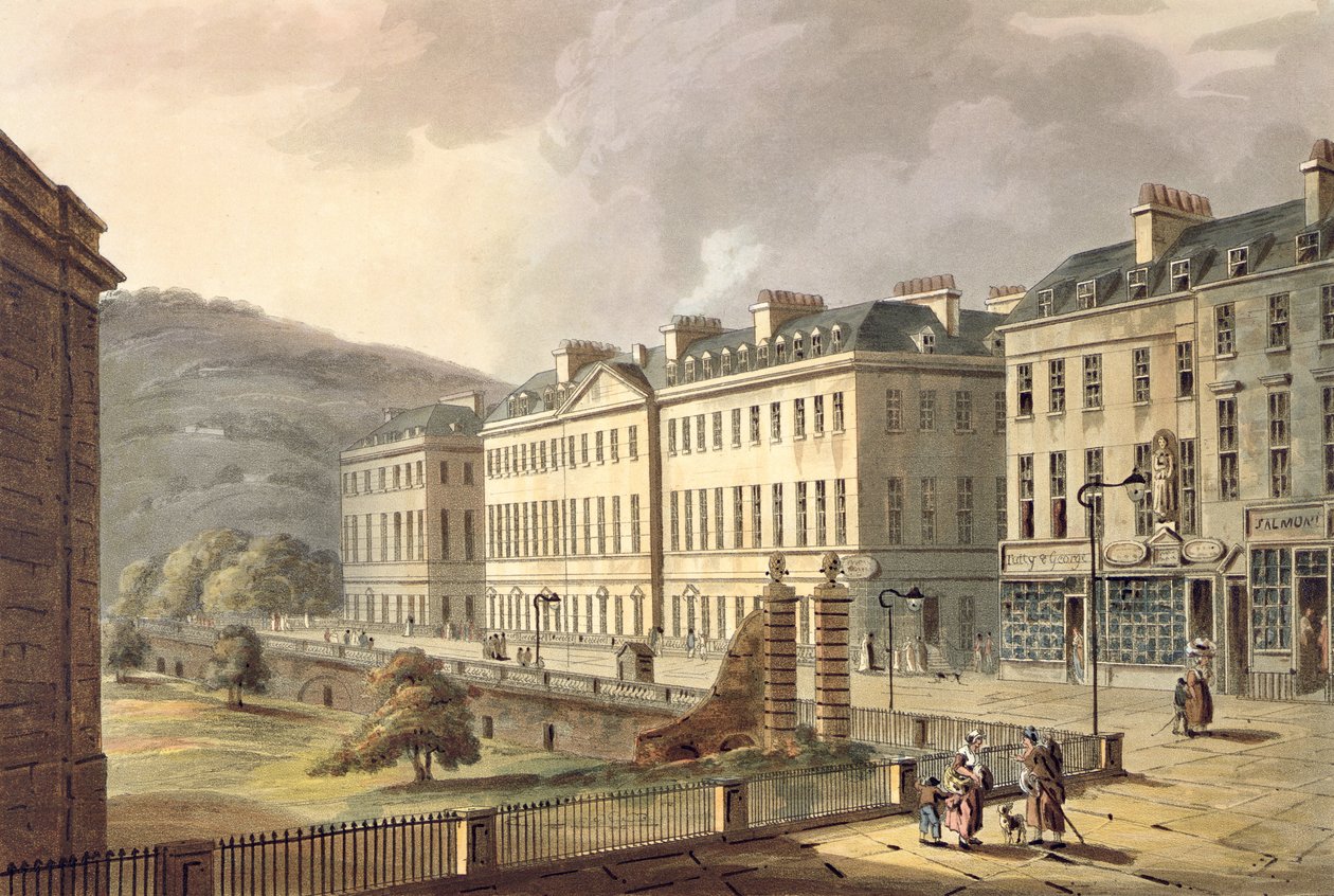 North Parade, z „Bath Illustrated by a Series of Views”, sztychowane przez Johna Hilla (1770-1850) wyd. przez Williama Millera, 1804 (akwatinta) autorstwa John Claude Nattes