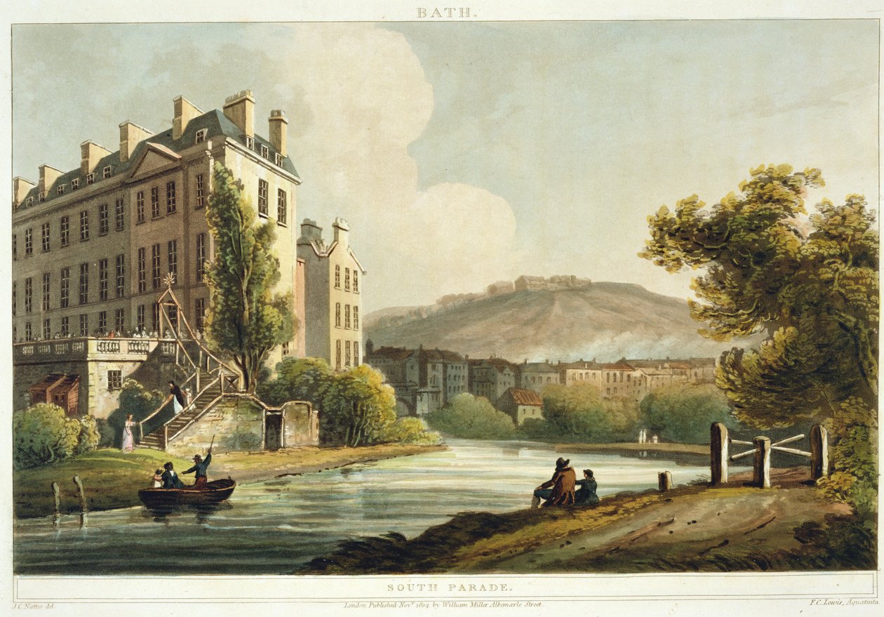 South Parade, z „Bath Illustrated by a Series of Views”, ryty przez Johna Hilla (1770-1850) wyd. przez Williama Millera, 1804 (akwatinta) autorstwa John Claude Nattes