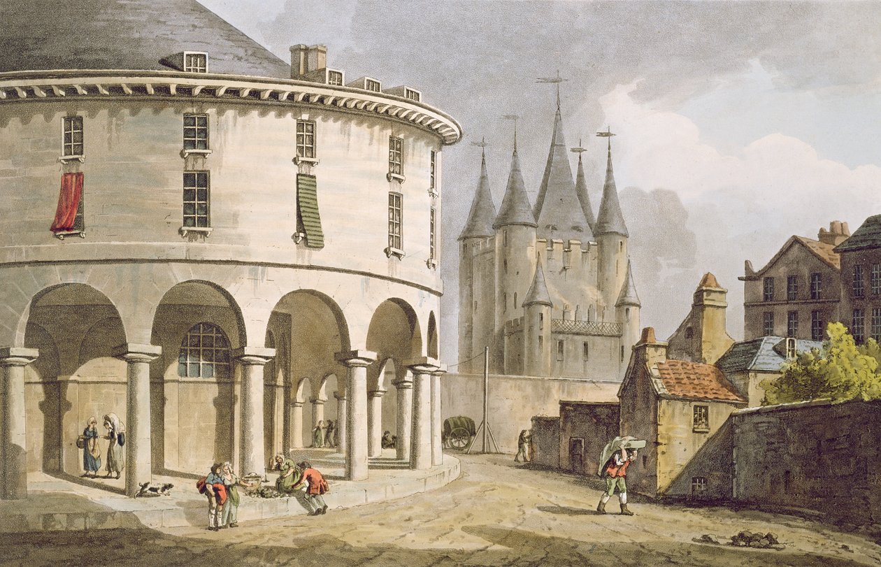 Widok na Donjon i La Rotonde w świątyni, Paryż, 1808 autorstwa John Claude Nattes