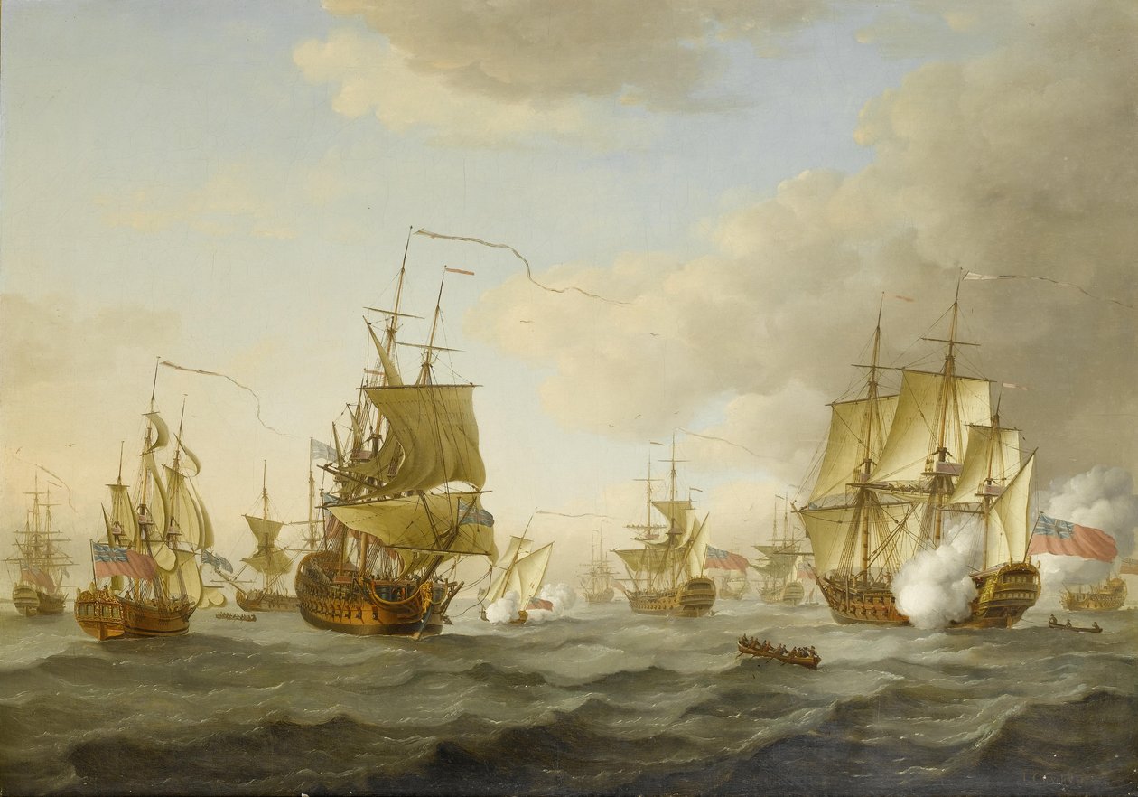 Flota admirała Bynga wyrusza ze Spithead autorstwa John Cleveley the elder