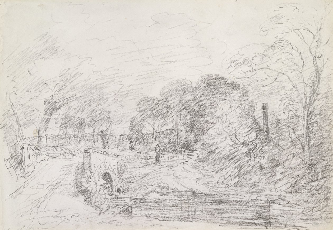 Most w pobliżu Salisbury Court, ok. 1829 (grafit na papierze) autorstwa John Constable