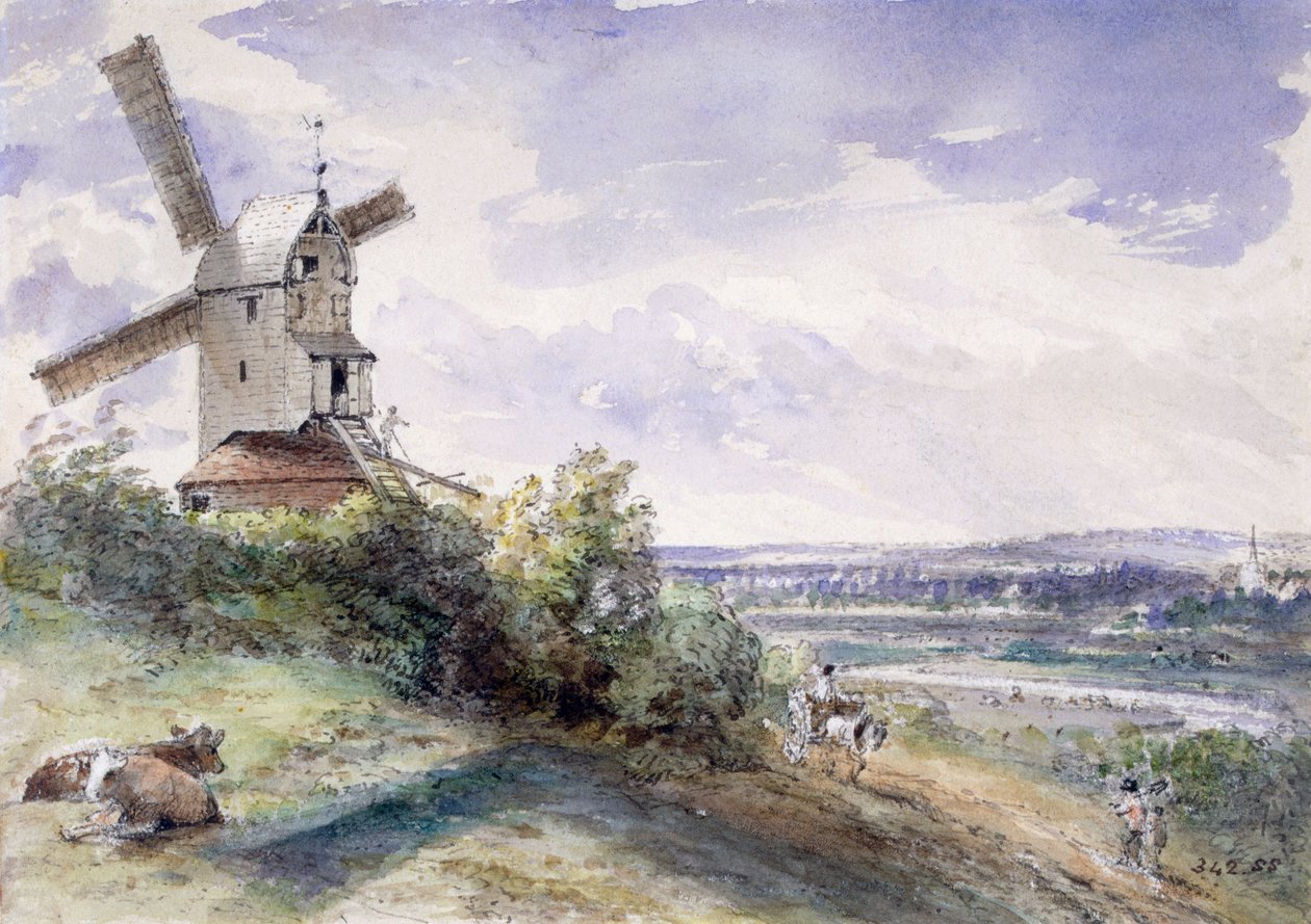 Wiatrak w Stoke by Nayland, niedaleko Ipswich, Suffolk, 1814 autorstwa John Constable